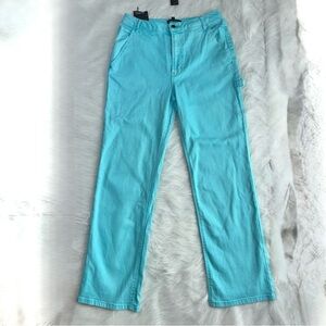NWT AFRM Fez High Waist Utility Straight Leg Jeans - Aqua Teal - Size 28